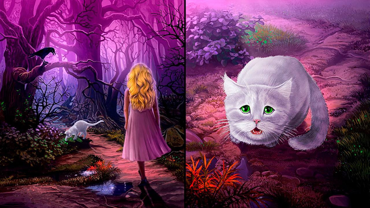 Image Hidden Object - Girl and Cat